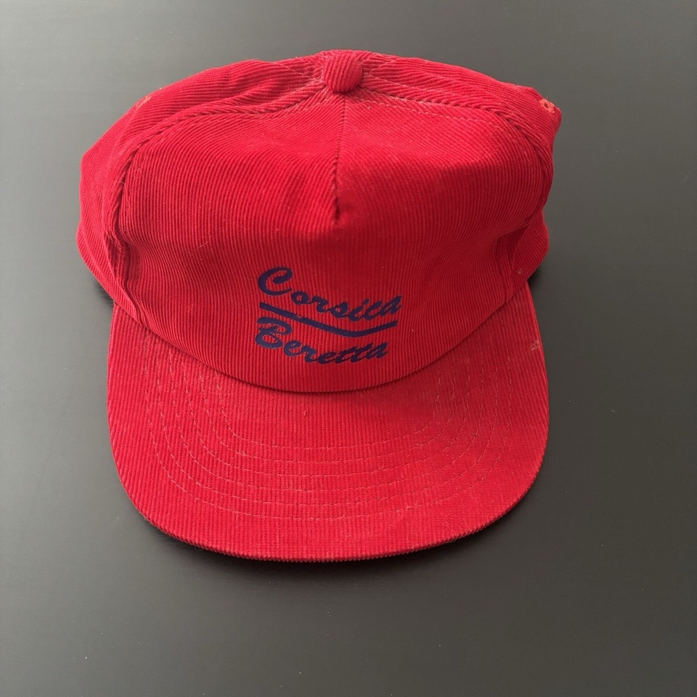 Corsica Beretta Chevrolet Trucker‎ Hat Chevy Corduroy Red Strapback Hat